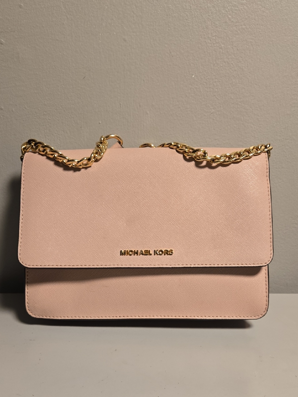 Michael Kors Pink Saffiano Leather Chain Shoulder Bag